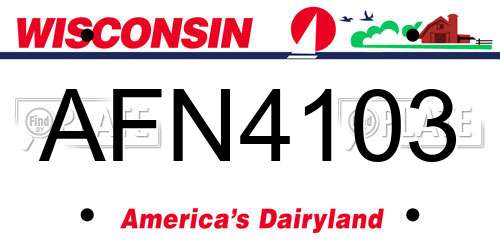 AFN4103 Wisconsin License Plate