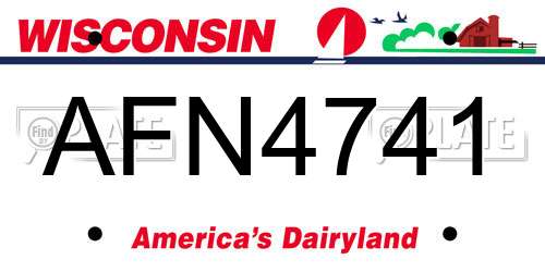 AFN4741 Wisconsin License Plate