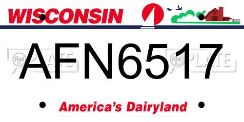 AFN6517 Wisconsin License Plate