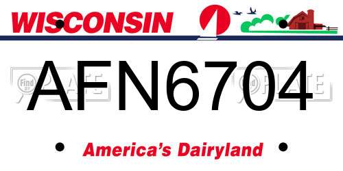 AFN6704 Wisconsin License Plate