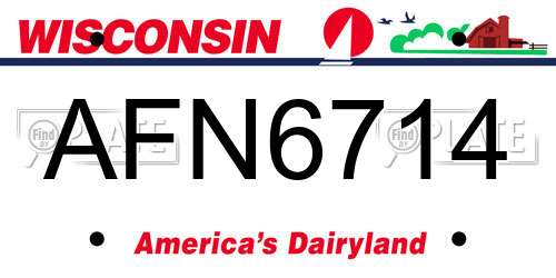 AFN6714 Wisconsin License Plate