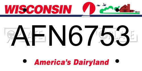 AFN6753 Wisconsin License Plate