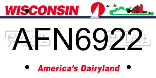 AFN6922 Wisconsin License Plate