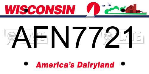 AFN7721 Wisconsin License Plate