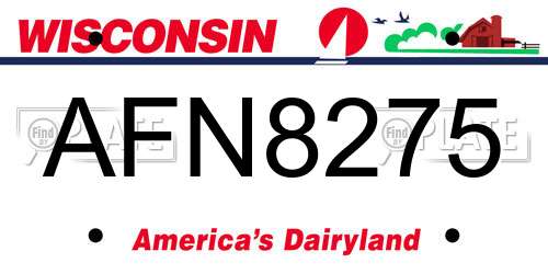 AFN8275 Wisconsin License Plate