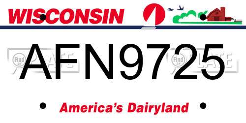 AFN9725 Wisconsin License Plate