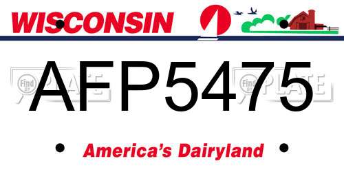 AFP5475 Wisconsin License Plate