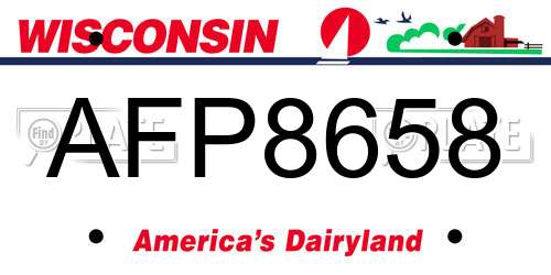 AFP8658 Wisconsin License Plate