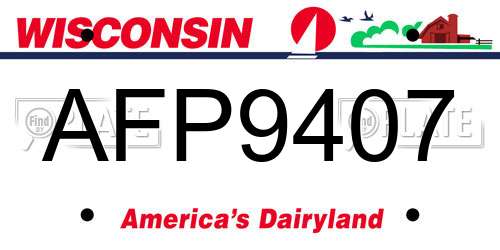 AFP9407 Wisconsin License Plate