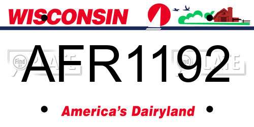 AFR1192 Wisconsin License Plate