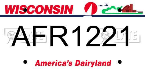 AFR1221 Wisconsin License Plate