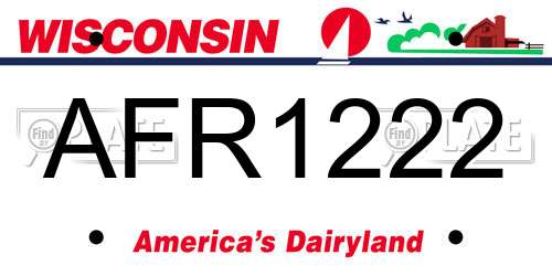 AFR1222 Wisconsin License Plate