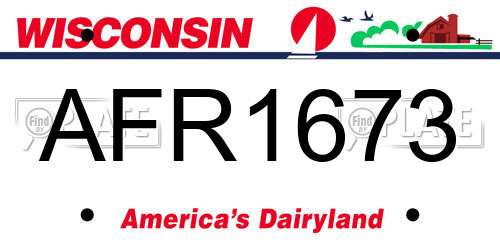 AFR1673 Wisconsin License Plate