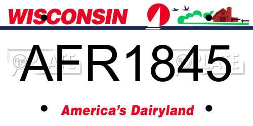 AFR1845 Wisconsin License Plate