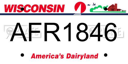 AFR1846 Wisconsin License Plate