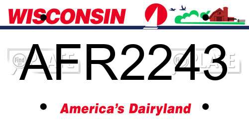 AFR2243 Wisconsin License Plate