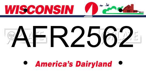 AFR2562 Wisconsin License Plate