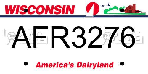 AFR3276 Wisconsin License Plate
