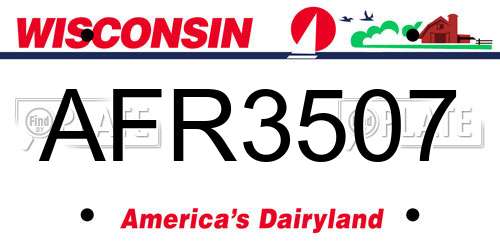 AFR3507 Wisconsin License Plate
