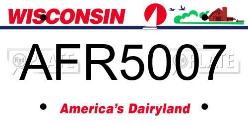 AFR5007 Wisconsin License Plate