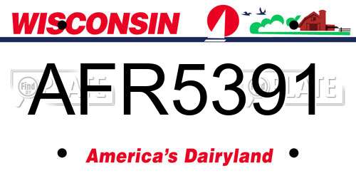 AFR5391 Wisconsin License Plate