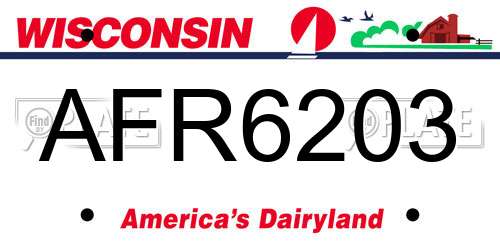 AFR6203 Wisconsin License Plate