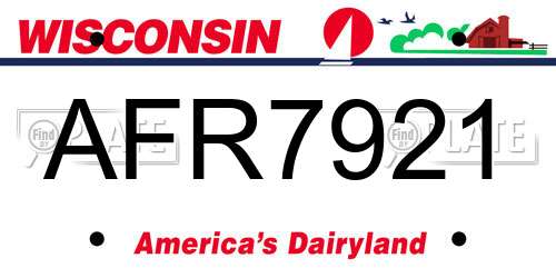 AFR7921 Wisconsin License Plate