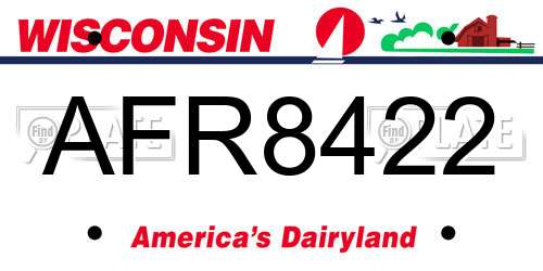 AFR8422 Wisconsin License Plate