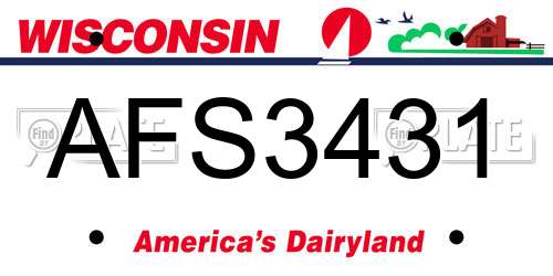 AFS3431 Wisconsin License Plate