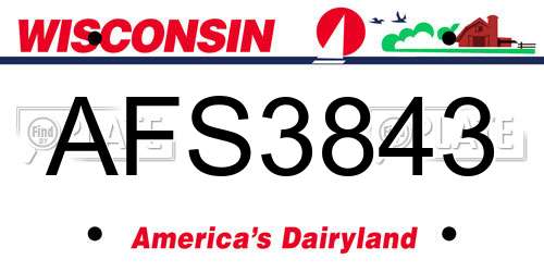 AFS3843 Wisconsin License Plate