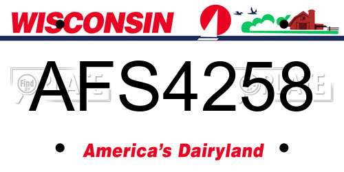 AFS4258 Wisconsin License Plate