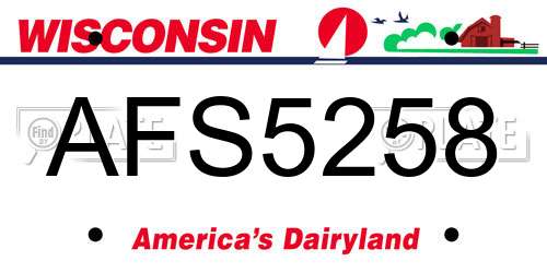 AFS5258 Wisconsin License Plate