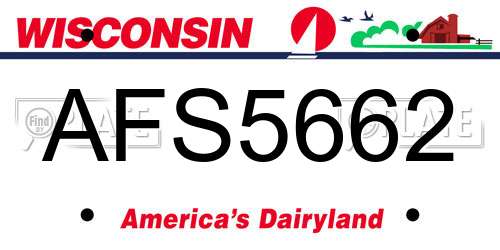 AFS5662 Wisconsin License Plate
