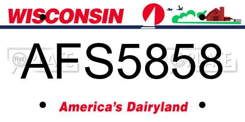 AFS5858 Wisconsin License Plate