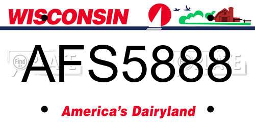AFS5888 Wisconsin License Plate