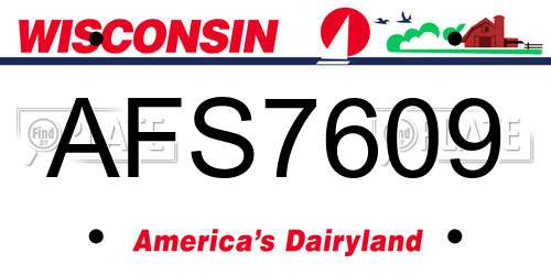 AFS7609 Wisconsin License Plate