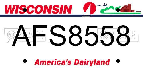 AFS8558 Wisconsin License Plate