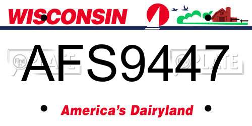 AFS9447 Wisconsin License Plate