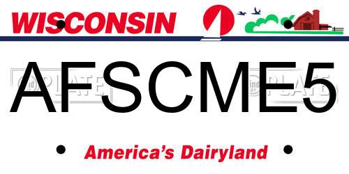 AFSCME5 Wisconsin License Plate