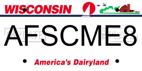 AFSCME8 Wisconsin License Plate
