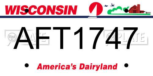 AFT1747 Wisconsin License Plate