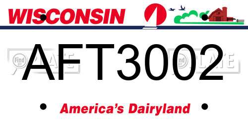 AFT3002 Wisconsin License Plate