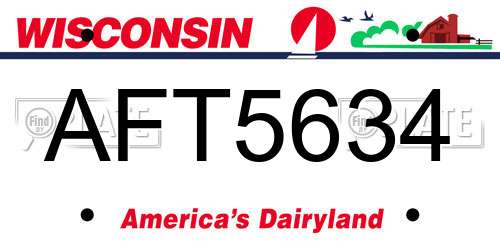 AFT5634 Wisconsin License Plate