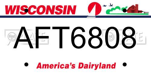 AFT6808 Wisconsin License Plate