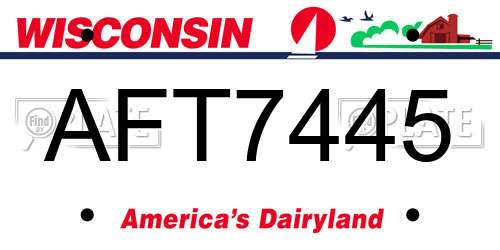 AFT7445 Wisconsin License Plate