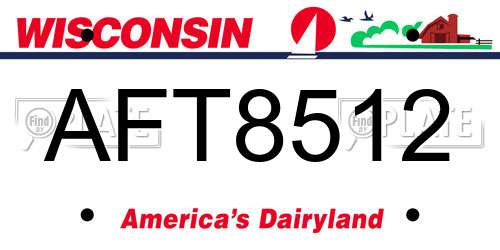 AFT8512 Wisconsin License Plate