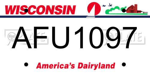 AFU1097 Wisconsin License Plate