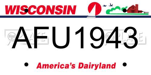AFU1943 Wisconsin License Plate
