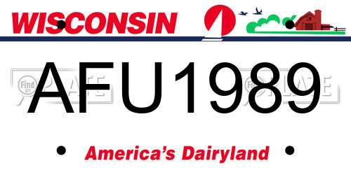 AFU1989 Wisconsin License Plate