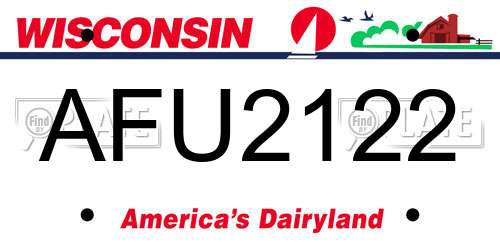 AFU2122 Wisconsin License Plate